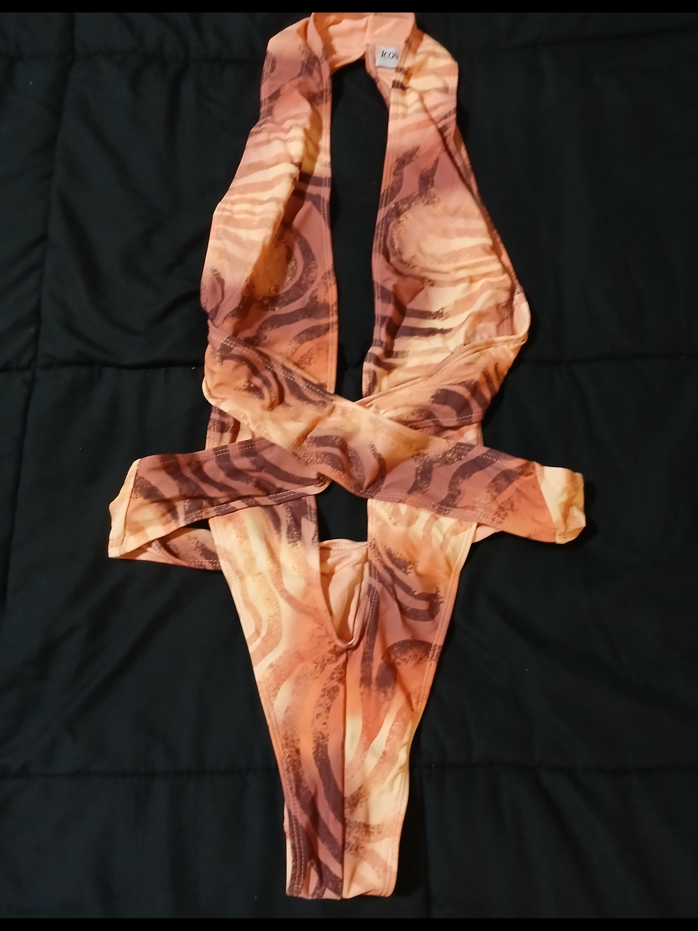 Women’s Halter One-Piece Swimsuit - Orange Print